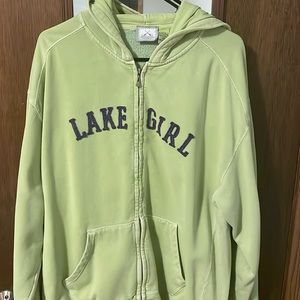 Vintage Lakegirl Hoodie Lime Green/Purple XXL